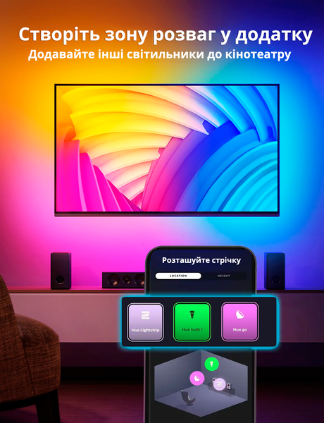 Комплект підсвічування телевізора 75" (Philips Hue Play Gradient 75 " + Philips Hue Sync Box + Philips Hue Bridge) 75e фото