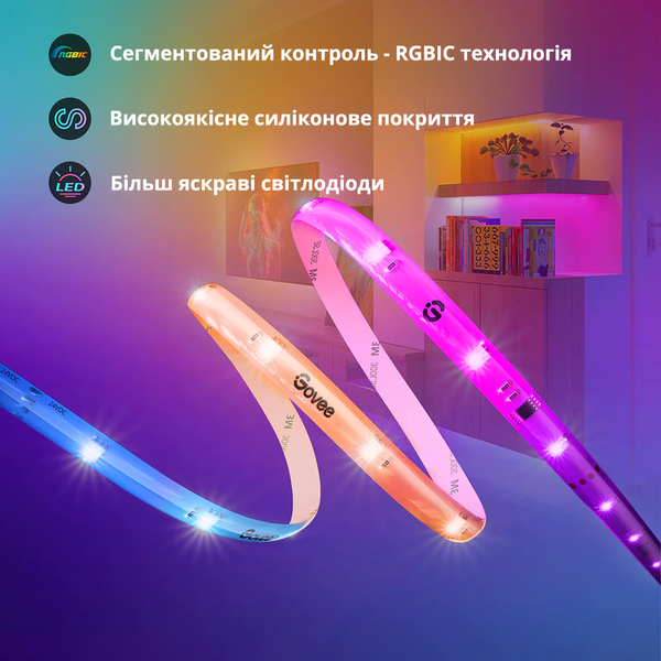 Умная светодиодная LED лента 5 метров Govee RGBIC PRO WiFi+Bluetooth с защитным покрытием в силиконе RGBIC PRO 5 фото