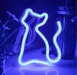 Декоративный настенный неоновый светильник "Котик" синий на батарейках/USB 17*23.5 см Neon_cat_blue_2 фото