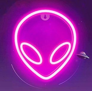 Декоративный настенный неоновый светильник Инопланетянин UFO розовый на батарейках/USB 19.5*22 см Neon_alien_pink фото