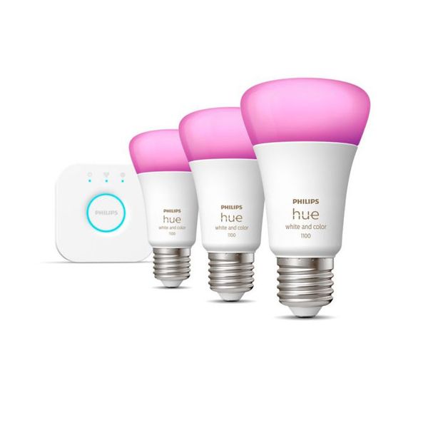 Стартовий комплект Philips Hue E27 White and Color 1100лм 75Вт 3 шт. + Блок керування Philips Hue Bridge, Apple HomeKit 929002468804 фото