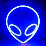 Декоративний настінний неоновий світильник Інопланетянин UFO синій на батарейках/USB 19.5*22 см Neon_alien_blue фото