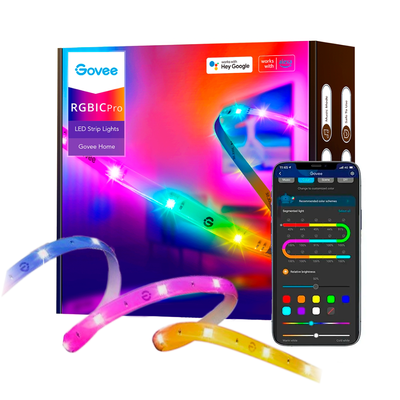 Розумна світлодіодна LED стрічка 20 (2 х 10) метрів Govee RGBIC PRO WiFi+Bluetooth із захисним покриттям у силіконі RGBIC PRO 20 фото