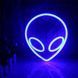 Декоративний настінний неоновий світильник Інопланетянин UFO синій на батарейках/USB 19.5*22 см Neon_alien_blue фото 4