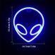 Декоративний настінний неоновий світильник Інопланетянин UFO синій на батарейках/USB 19.5*22 см Neon_alien_blue фото 3