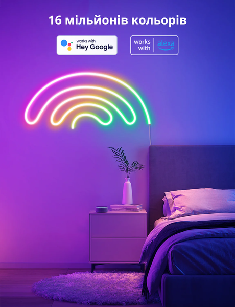 Розумна гнучка світлодіодна LED стрічка 3 метри Govee RGBIC NEON ROPE Wi-Fi + Bluetooth Neon 3 фото