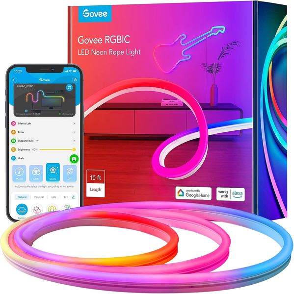 Умная гибкая светодиодная LED лента 3 метра Govee RGBIC NEON ROPE Wi-Fi + Bluetooth Neon 3 фото