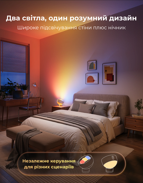 Настільна лампа Govee Wallwash H1771 з підсвічуванням стіни, 300+70 лм, 1000-10000K, Wi-Fi, Matter H1771 фото