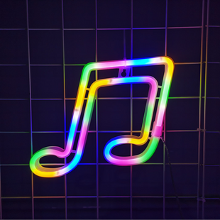 Декоративний настінний неоновий світильник Нота на батарейках/USB 16.3*24 см Neon_tune фото