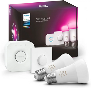 Philips Hue White and Color Ambiance - стартовий набір 2x E27 1100 лм + Hue Smart Button 929002468806 фото