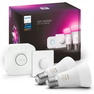 Philips Hue White and Color Ambiance - стартовый набор 2x E27 1100 лм + Hue Smart Button 929002468806 фото