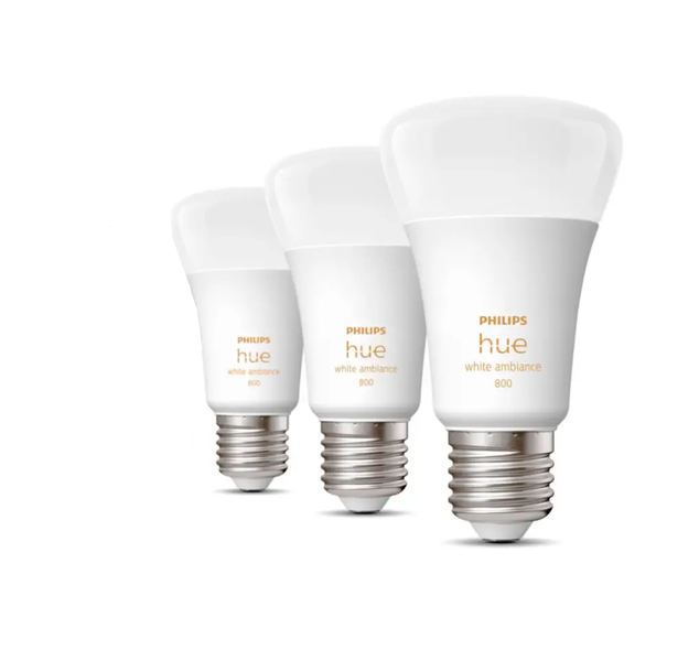 Стартовий комплект Philips Hue E27 White Ambiance 800лм 60Вт 2шт + Dimmer + Philips Hue Bridge, Apple HomeKit 871869967369 фото