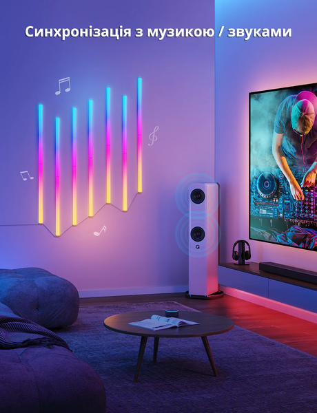 Розумні настінні Світлодіодні LED панелі Govee Glide Music Wall Lights RGBIC 7шт. (синхронізація з музикою) H6062 фото