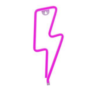 Настінний неоновий світильник-нічник "Блискавка" рожевий на батарейках/USB 34*13 см Neon_lightning_rose фото