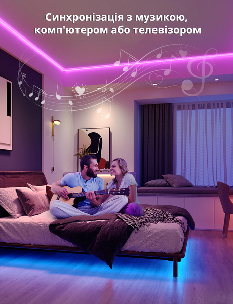 Розумна світлодіодна LED стрічка 2 метри Philips Hue Lightstrip Plus V4 Color ZigBee, Bluetooth, HomeKit 929002269110 фото