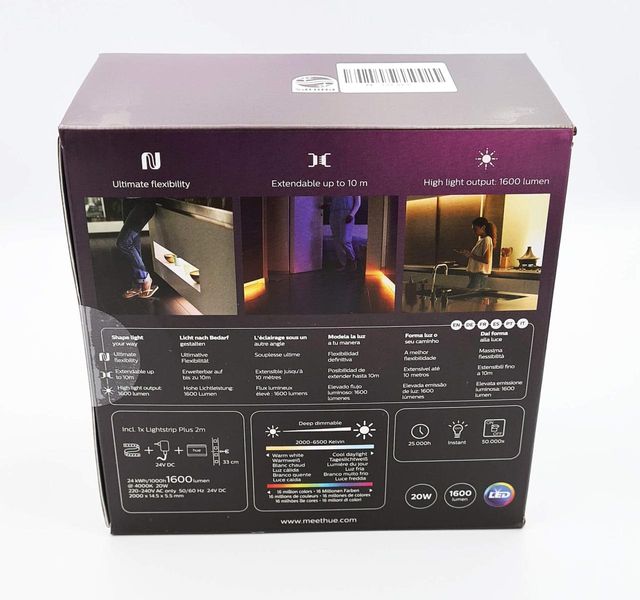 Розумна світлодіодна LED стрічка 2 метри Philips Hue Lightstrip Plus V4 Color ZigBee, Bluetooth, HomeKit 929002269110 фото