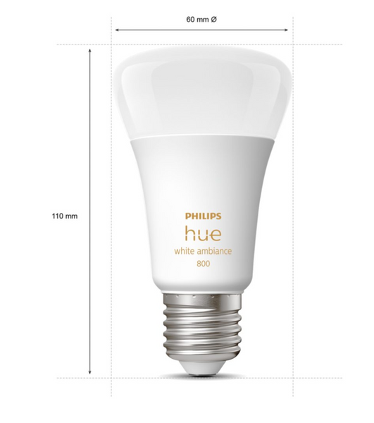 Розумні LED лампочки Philips Hue E27 White Ambiance 800лм 60Вт 9W, ZigBee, Bluetooth, Apple HomeKit, 4шт. 929002216901 фото