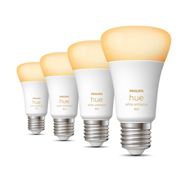 Розумні LED лампочки Philips Hue E27 White Ambiance 800лм 60Вт 9W, ZigBee, Bluetooth, Apple HomeKit, 4шт. 929002216901 фото