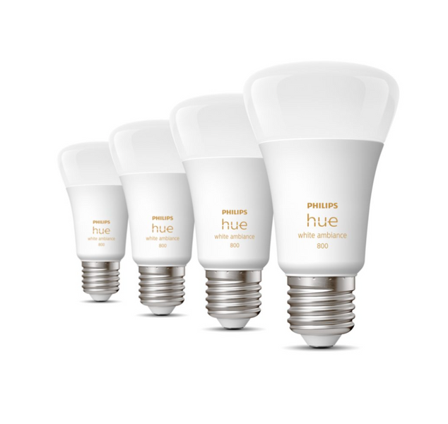 Розумні LED лампочки Philips Hue E27 White Ambiance 800лм 60Вт 9W, ZigBee, Bluetooth, Apple HomeKit, 4шт. 929002216901 фото