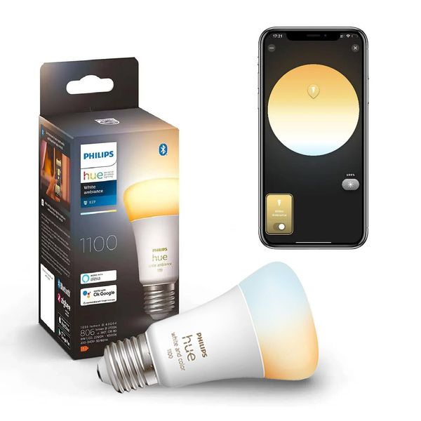 Розумна LED лампочка Philips Hue E27 White Ambiance 1100лм 75Вт 11W, ZigBee, Bluetooth, Apple HomeKit 929002468401 фото