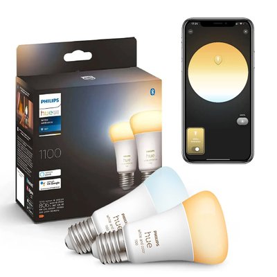 Розумні LED лампочки Philips Hue E27 White Ambiance 1100лм 75Вт 11W, ZigBee, Bluetooth, Apple HomeKit, 2шт. 929002468401 фото