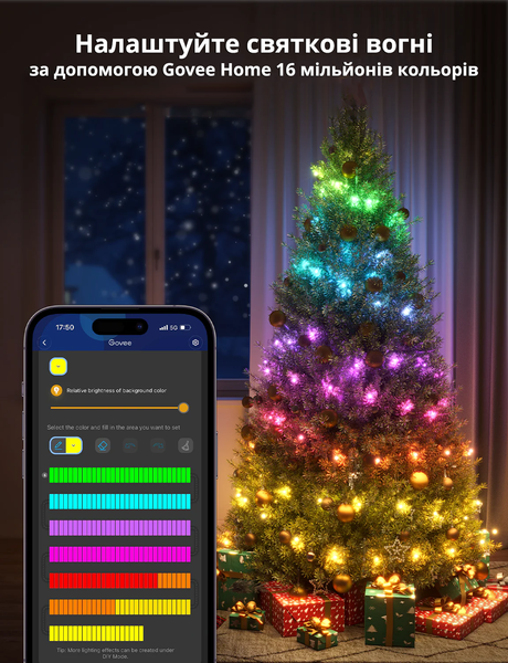 Розумна cвітлодіодна LED Гірлянда 10 метрів Govee RGBIC Christmas Lights, WiFi+Bluetooth (H70C1) H70C1 фото