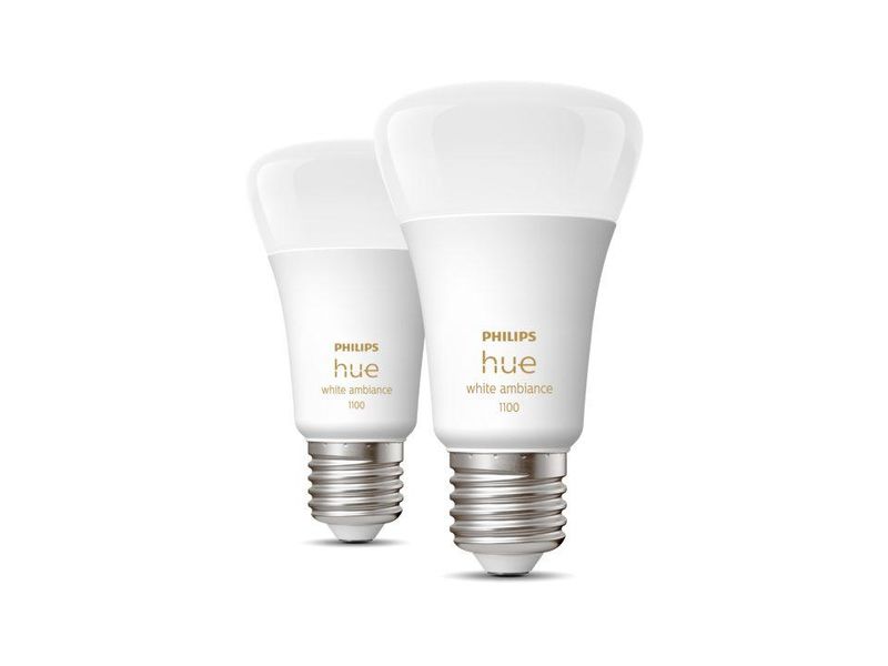 Розумні LED лампочки Philips Hue E27 White Ambiance 1100лм 75Вт 11W, ZigBee, Bluetooth, Apple HomeKit, 2шт. 929002468401 фото