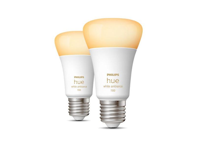 Розумні LED лампочки Philips Hue E27 White Ambiance 1100лм 75Вт 11W, ZigBee, Bluetooth, Apple HomeKit, 2шт. 929002468401 фото