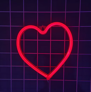 Настінний неоновий світильник "Серце" червоний на батарейках/USB 20*21 см Neon_red_heart фото
