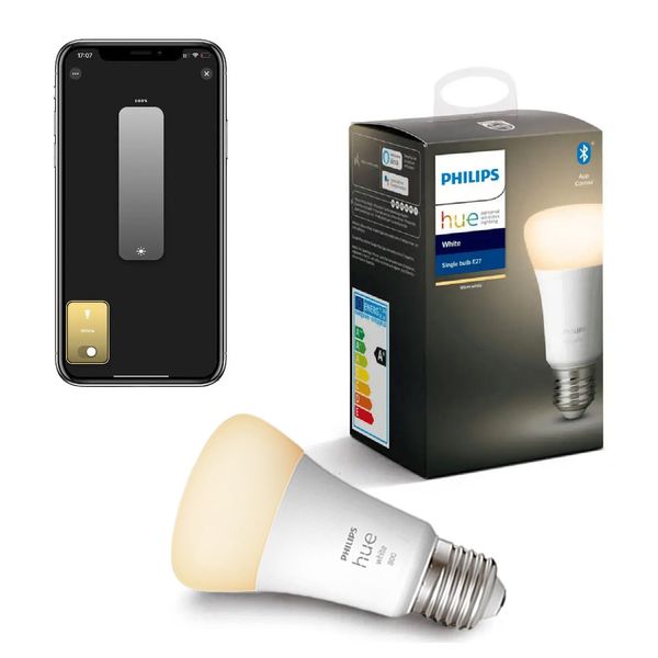 Розумна LED лампочка Philips Hue E27 White 800лм 60Вт 9W, ZigBee, Bluetooth, Apple HomeKit 929001821618 фото