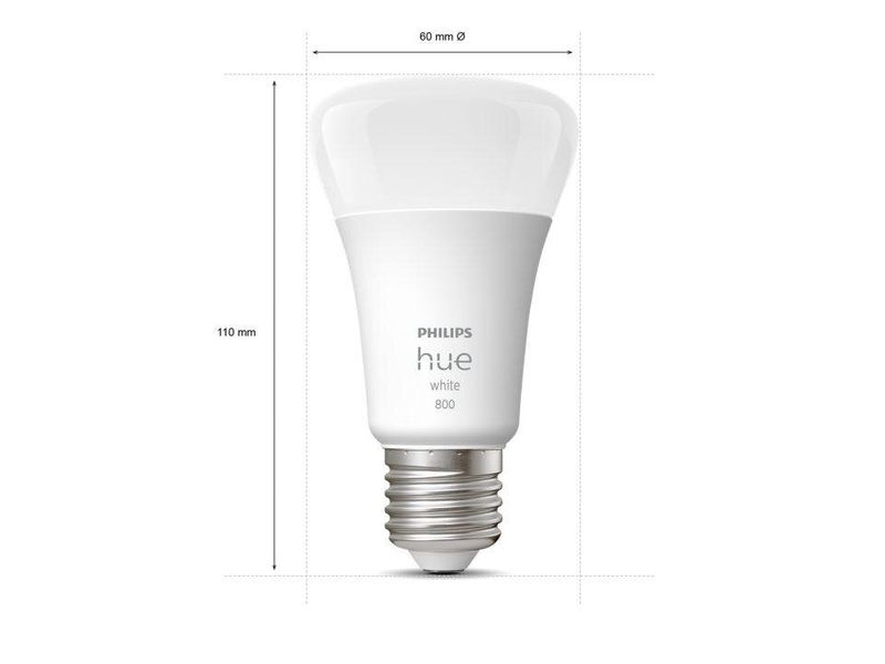 Умная LED лампочка Philips Hue E27 White 800лм 60Вт 9W, ZigBee, Bluetooth, Apple HomeKit 929001821618 фото