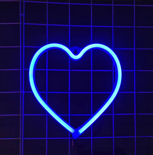 Настінний неоновий світильник "Серце" синій на батарейках/USB 20*21 см Neon_blue_heart фото
