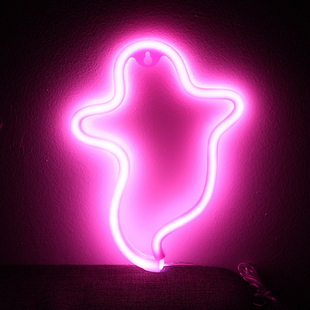 Настінний неоновий світильник рожевий Привид на батарейках/USB 25.5*19 см Neon_ghost_rose фото