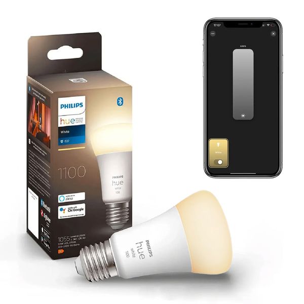 Розумна LED лампочка Philips Hue E27 White 1100лм 75Вт 9.5W, ZigBee, Bluetooth, Apple HomeKit 929002468401 фото