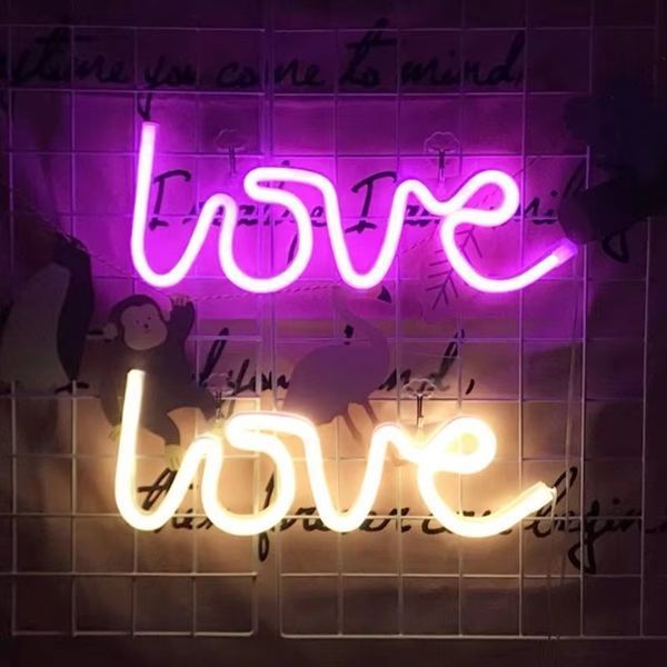 Портативный декоративный неоновый светильник "Love" розовый на батарейках/USB 35*15*2 см neon_love_sign_pink фото