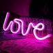 Портативный декоративный неоновый светильник "Love" розовый на батарейках/USB 35*15*2 см neon_love_sign_pink фото 1