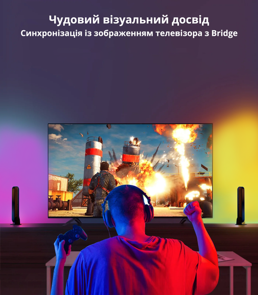 Світлодіодні панелі Philips Hue Play Lightbar White and Color Ambiance 2 шт. Чорний колір, ZigBee, HomeKit 915005939101 фото