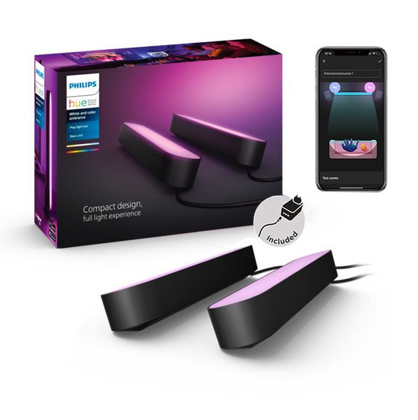 Світлодіодні панелі Philips Hue Play Lightbar White and Color Ambiance 2 шт. Чорний колір, ZigBee, HomeKit 915005939101 фото