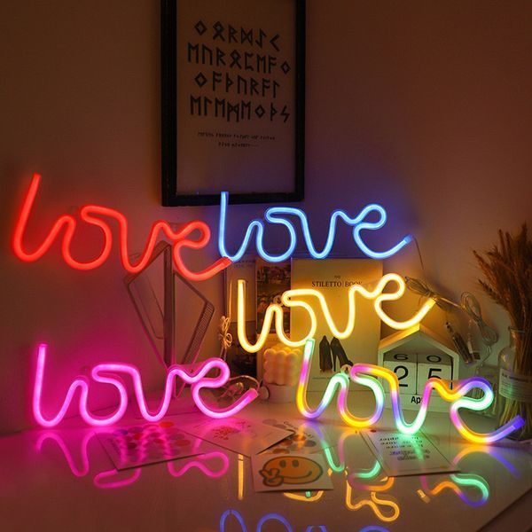 Портативный декоративный неоновый светильник "Love" желтый на батарейках/USB 35*15*2 см neon_love_sign_warm фото
