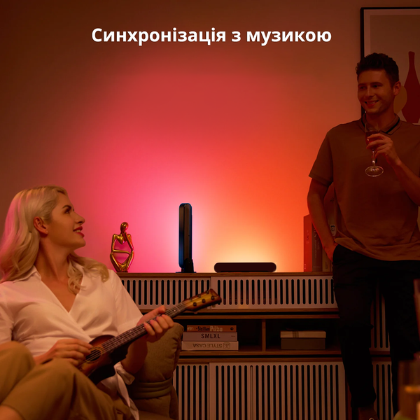 Світлодіодні панелі Philips Hue Play Lightbar White and Color Ambiance 2 шт. Чорний колір, ZigBee, HomeKit 915005939101 фото