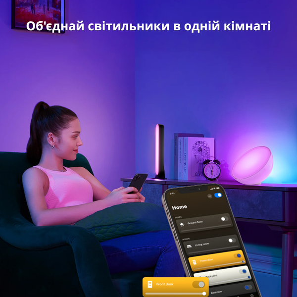 Світлодіодні панелі Philips Hue Play Lightbar White and Color Ambiance 2 шт. Чорний колір, ZigBee, HomeKit 915005939101 фото