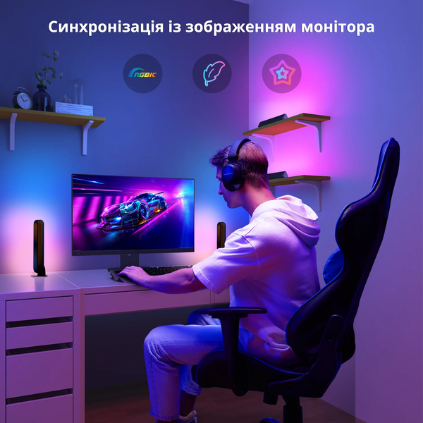 Світлодіодні панелі Philips Hue Play Lightbar White and Color Ambiance 2 шт. Чорний колір, ZigBee, HomeKit 915005939101 фото