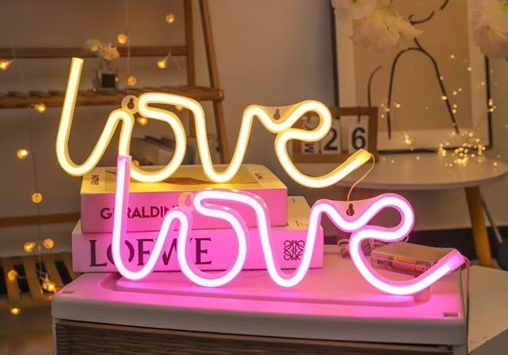 Портативный декоративный неоновый светильник "Love" желтый на батарейках/USB 35*15*2 см neon_love_sign_warm фото