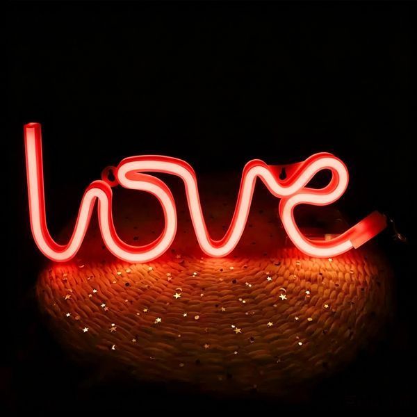 Портативный декоративный неоновый светильник "Love" красный на батарейках/USB 35*15*2 см neon_love_sign_red фото