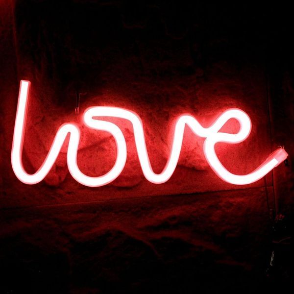 Портативный декоративный неоновый светильник "Love" красный на батарейках/USB 35*15*2 см neon_love_sign_red фото