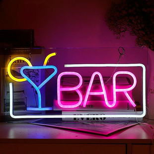 Неоновий LED світильник &laquo;BAR&raquo; з келихом на USB 22х42 см neon_bar_cocktail фото