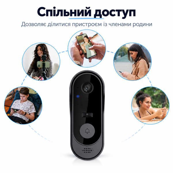 Умный дверной видеозвонок Wi-Fi, ночное видение, Smart Life 482376918245 фото