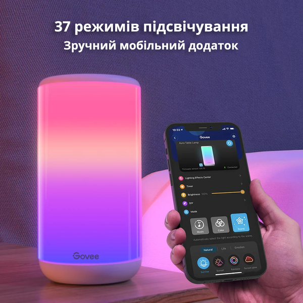 Умная настольная светодиодная LED лампа Govee Aura Smart Table Lamp RGBIC, Bluetooth + WiFi H6052 фото