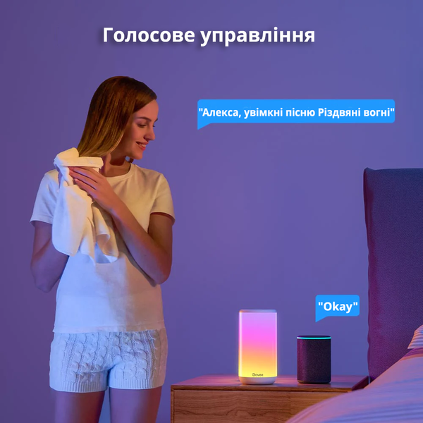 Розумна настільна світлодіодна LED лампа Govee Aura Smart Table Lamp RGBIC, Bluetooth + WiFi H6052 фото