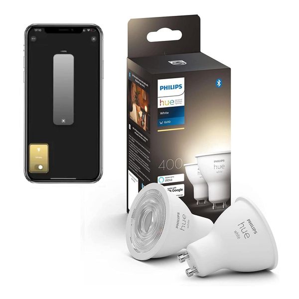 Розумні LED лампочки Philips Hue GU10 White 400лм 57Вт 5.2W, ZigBee, Bluetooth, Apple HomeKit, 2шт. 8719514340060 фото